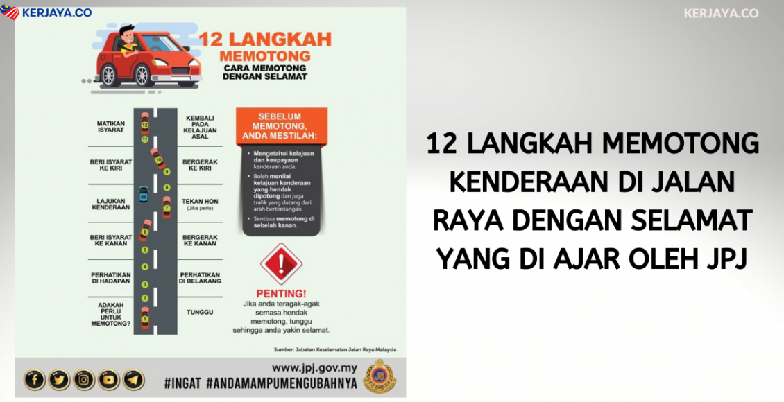 12 Langkah Memotong Kenderaan Di Jalan Raya Dengan Selamat Yang Di Ajar Oleh JPJ