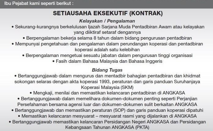 Iklan Jawatan Kosong Angkatan Koperasi Kebangsaan Malaysia Berhad