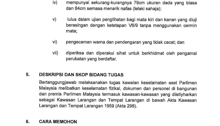 Iklan Jawatan Parlimen Malaysia 2
