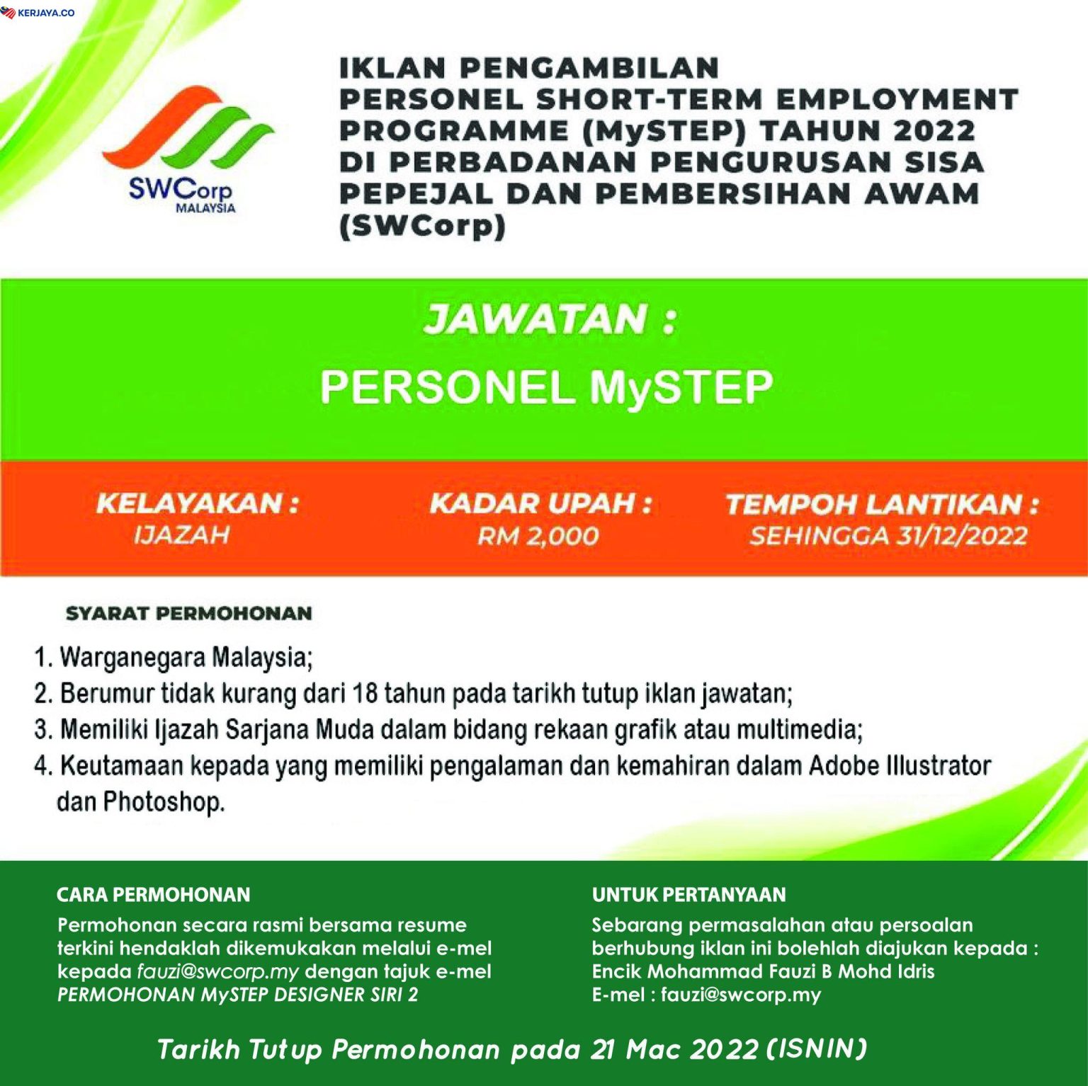 Iklan Jawatan Kosong Perbadanan Pengurusan Sisa Pepejal Dan Pembersihan ...