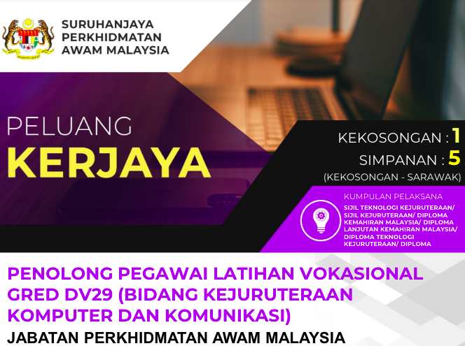 Iklan Jawatan Jabatan Perkhidmatan Awam Malaysia (JPA) – KERJAYA