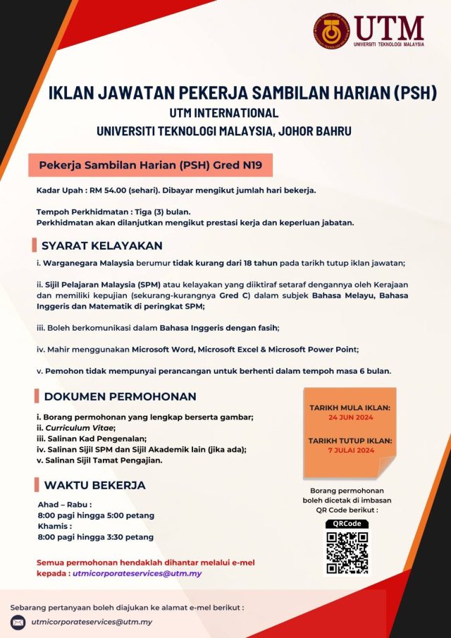 Iklan Jawatan Universiti Teknologi Malaysia Utm International Kerja