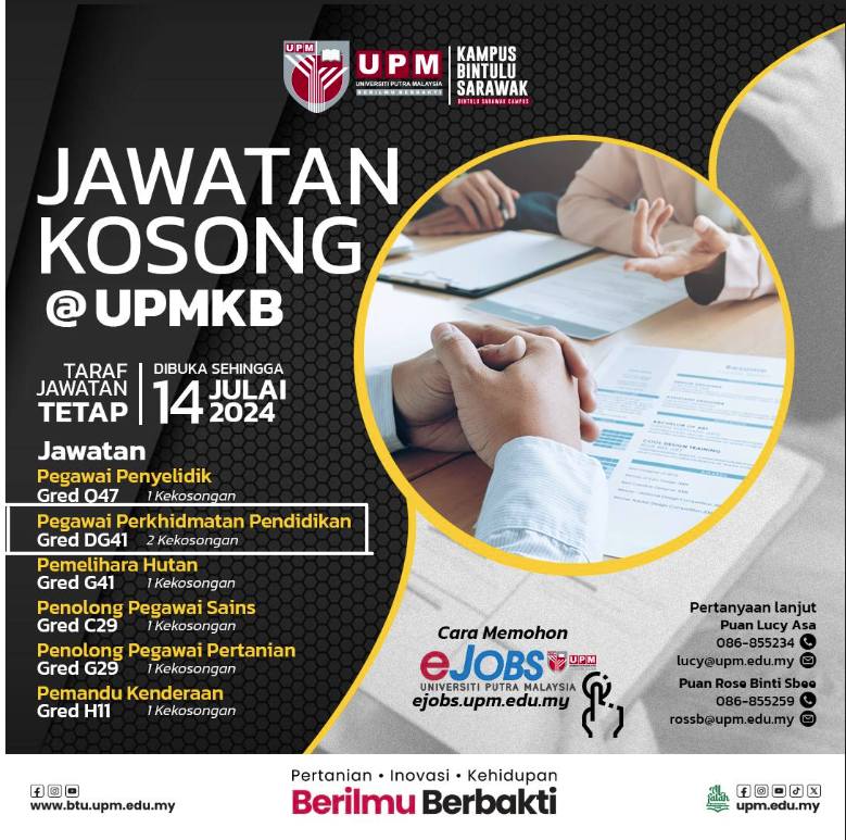 Iklan Jawatan Universiti Putra Malaysia (UPM) Kampus Bintulu – KERJAYA