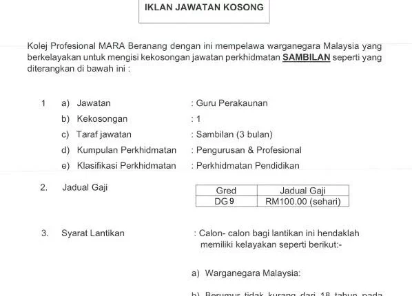 job kpm beranang april 2025 1