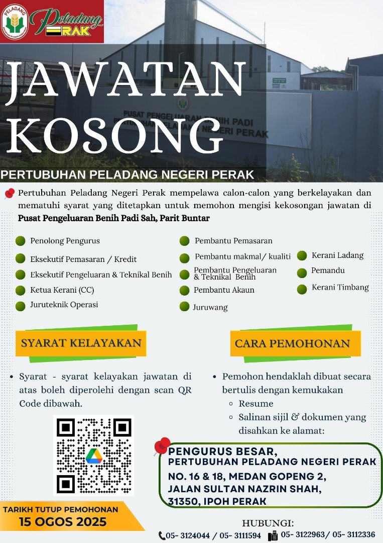 Iklan Jawatan Pertubuhan Peladang Negeri Perak • Kerja Kosong Kerajaan