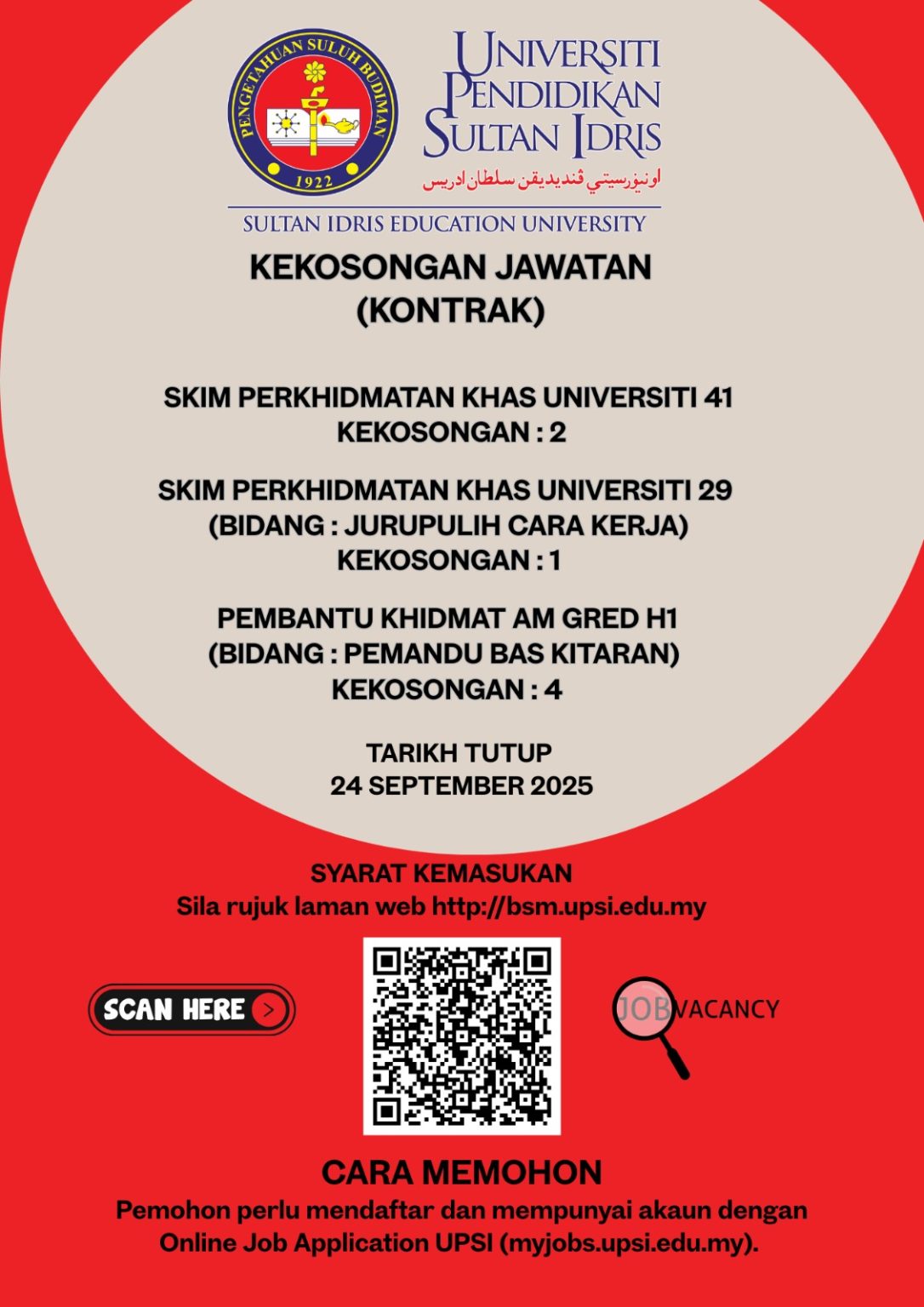 Iklan Jawatan Universiti Pendidikan Sultan Idris (UPSI) • Kerja Kosong ...
