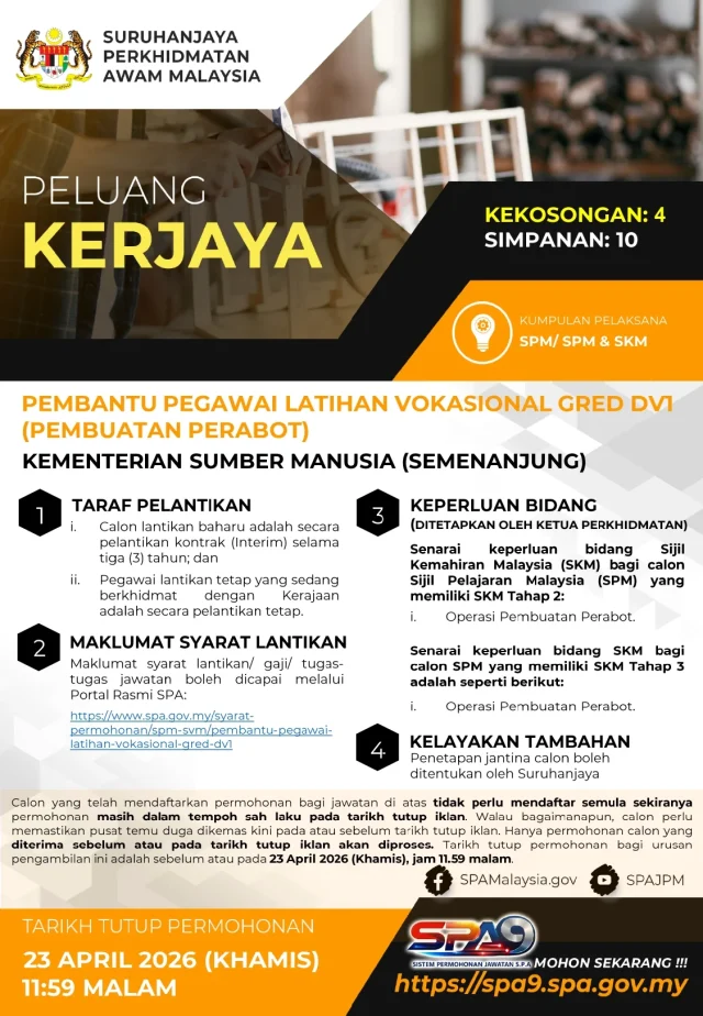 PEMB. PEG. LATIHAN VOKASIONAL GRED DV1 Pembuatan perabot 0001 109f006a 640x924